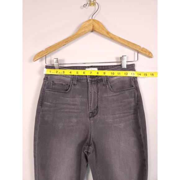 L' Agence Grey Distressed 26 High Rise Skinny Jeans Raw Hem Stretch Woman Denim - Picture 5 of 8